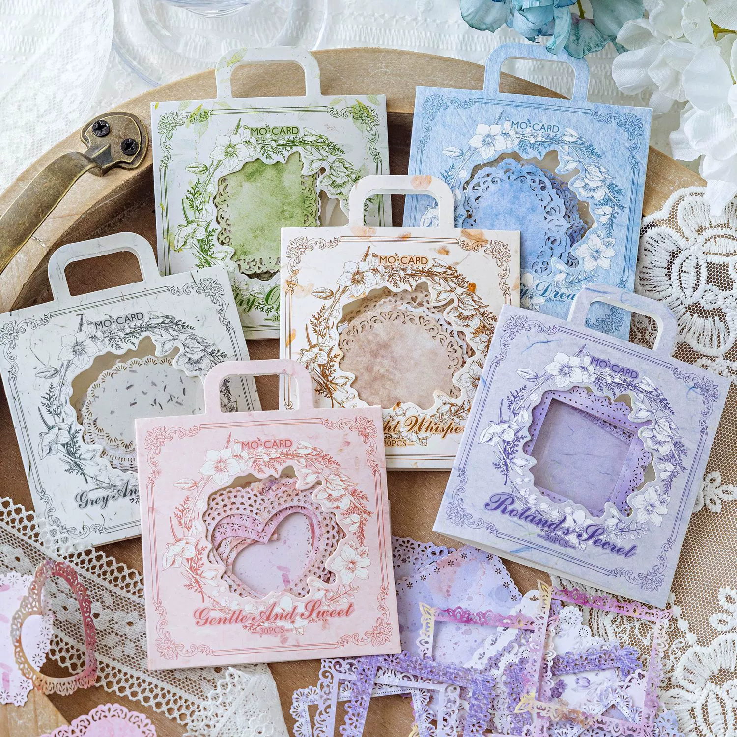 Mo Mo Полая рамка каркасной сумки кружевной серии света и тени легкий ретро материал без липких ручных украшений