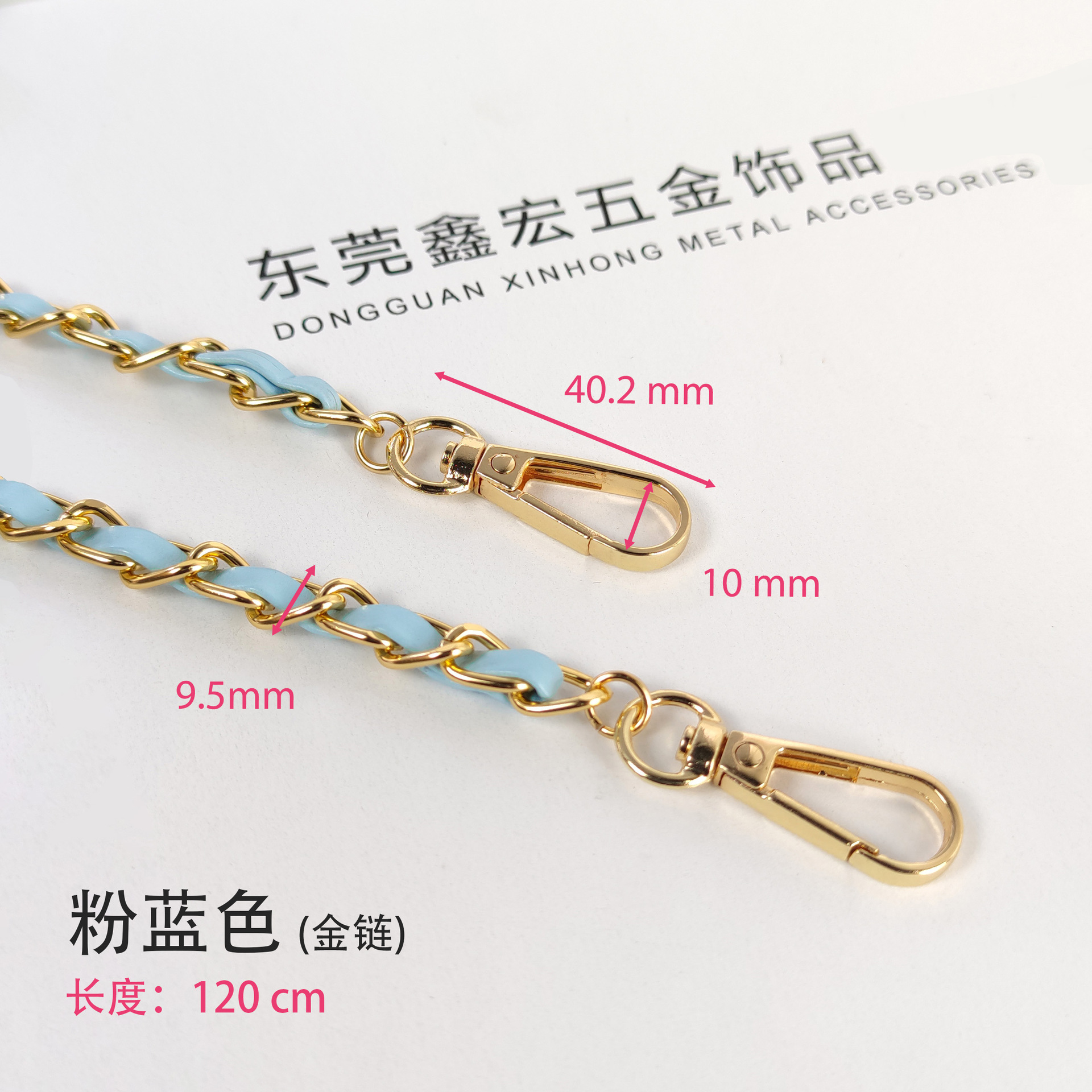 Pink blue gold chain