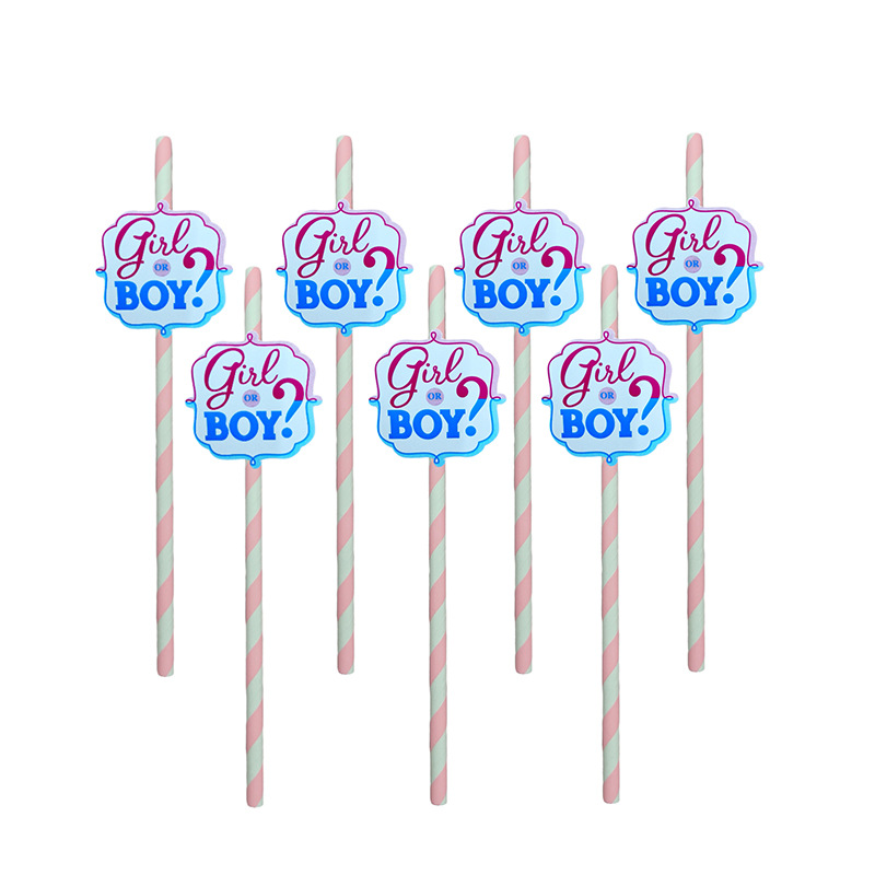 Papel de fiesta transfronteriza para niños niñas tarjetas de paja desechable postre fiesta decoración paja