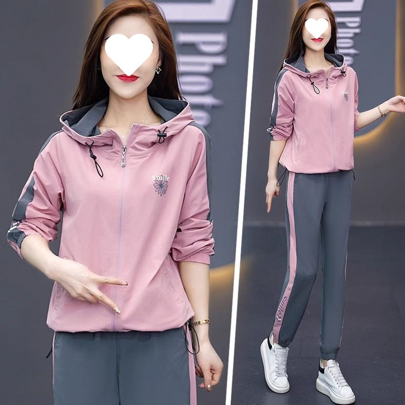运动套装女2025新款早春穿搭时尚印花跑步服大码气质|undefined