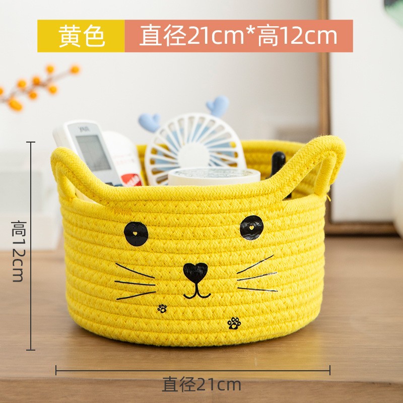 Control remoto transfronterizo para gatos, hilo de algodón, cesta de almacenamiento de escritorio tejida, cesta de almacenamiento de llaves, cesta de acabado de artículos diversos, cesta redonda