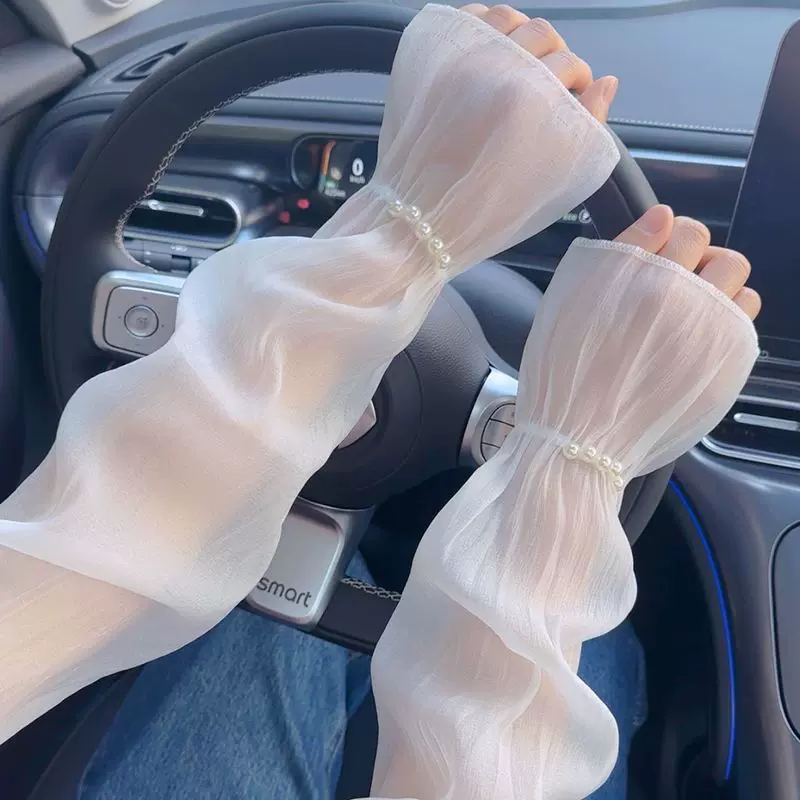 冰袖女款防晒手套紫外线薄款开车骑行冰丝大码宽松夏季护手臂袖套