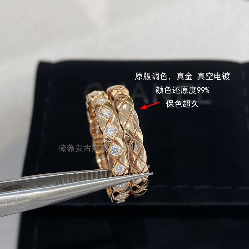 V ゴールドハイバージョン Xiaoxiangfeng ダイヤモンド付き CNC 精密加工ココナローバージョンリング男性と女性のカップルファッションジュエリー|undefined