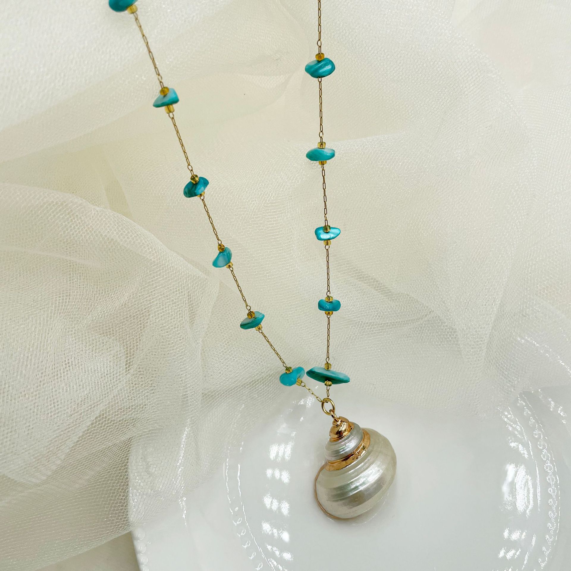 1 Piece Quantity Holiday, Daily Occasion Casual Simple Style Conch Gravel Shell Titanium Steel Wholesale Pendant Necklace