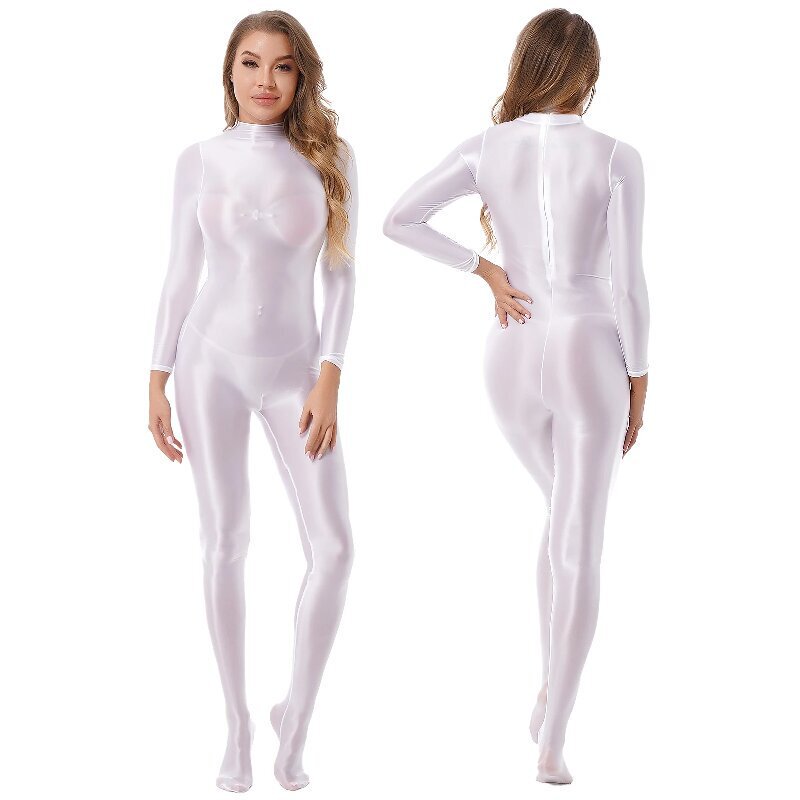 Tight-Fitting Women's Half-Covered Bodysuit Zentai Solid Color Clothing Dancewear Stage Performance Outfit Lolita