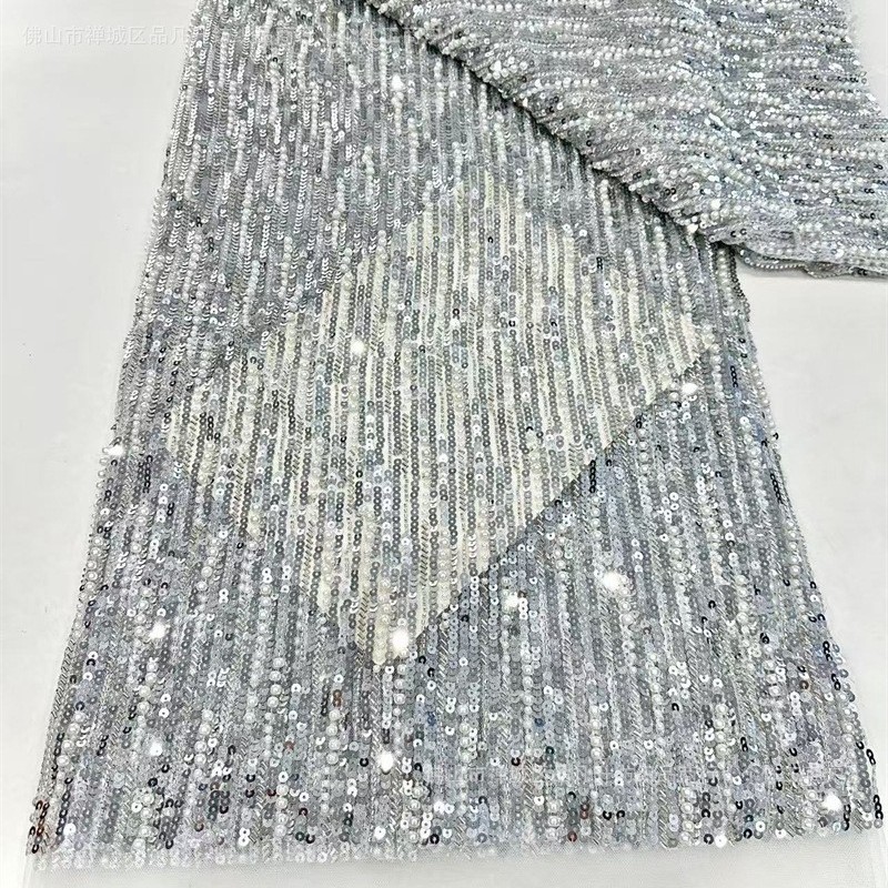 Fabricante al por mayor nuevo tejido de cadena de perlas de lujo vestido de cena de moda bolsas accesorios tela
