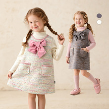 童贝童装2025年冬季新款女童连衣裙甜美蝴蝶结毛呢无袖保暖背心裙