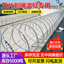 刀片刺绳监狱围墙防护刺丝滚笼看守所防逃刀片刺网边境隔离带