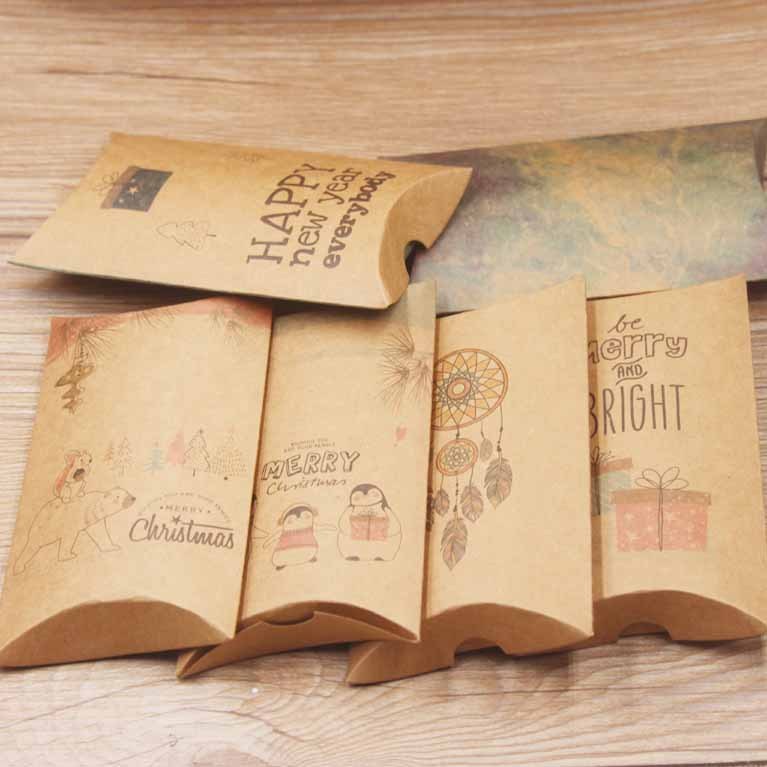 12x7x2cm枕头盒万圣节系列印刷精美包装首饰纸盒300g白盒/牛皮盒