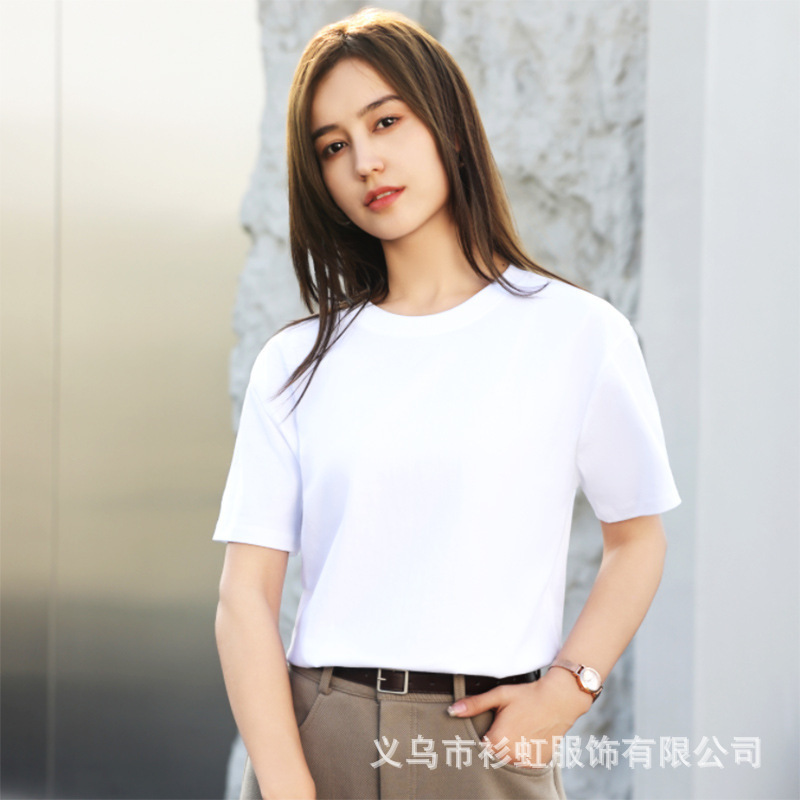 Macaron Color 230g Round Neck Pure Cotton Short-Sleeved T-Shirt Corporate Group Cultural Shirt Class Uniform Advertising Shirt