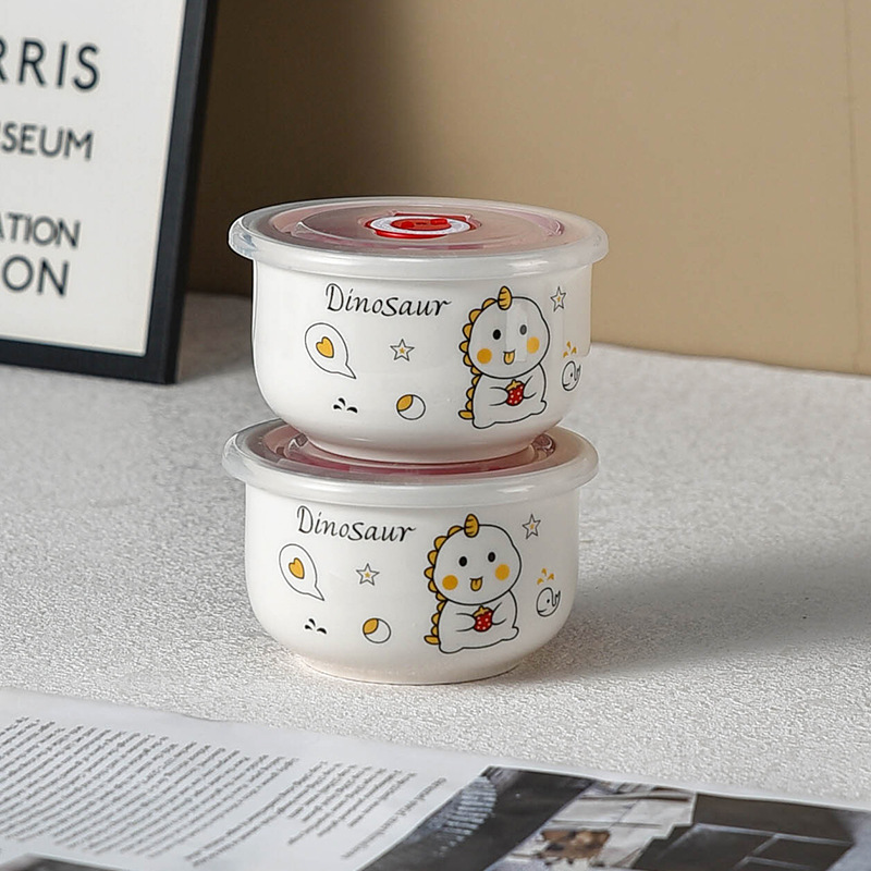 [Múltiples opcionales] cuenco de cerámica fresco cuenco de fideos de burbujas caja de almacenamiento de refrigerador microondas con cubierta sellada caja de almuerzo