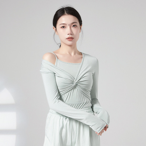 Spring and Autumn Modern Dance Practice Clothing Tops Female Body Chinese Classical Dance Clothing Adult Teachers Mid-Sleeve Suit