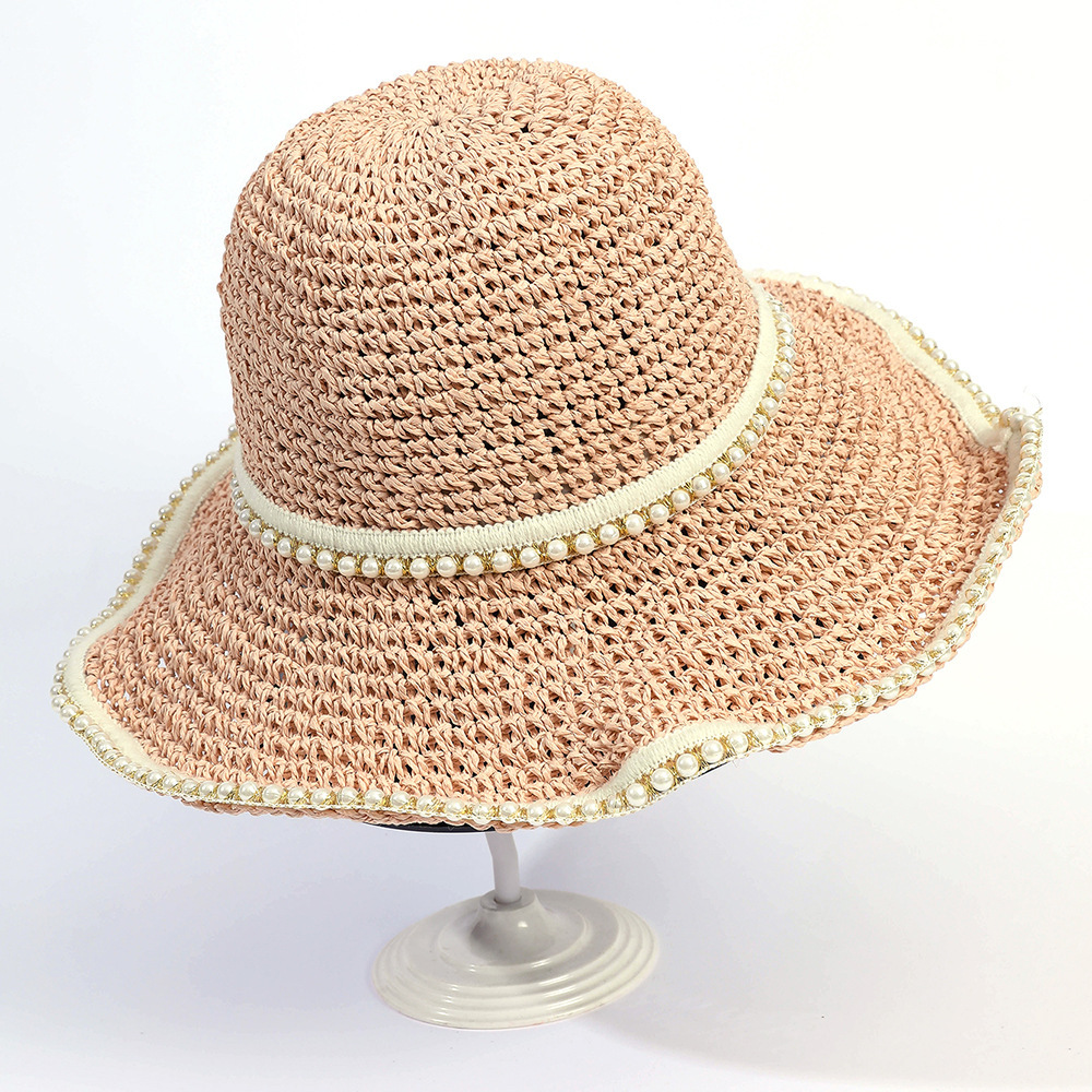 Sombrero de paja de ala grande de verano protección solar sombrero de paja de sol casual de todo fósforo sombrero de circunferencia de cabeza grande de playa junto al mar
