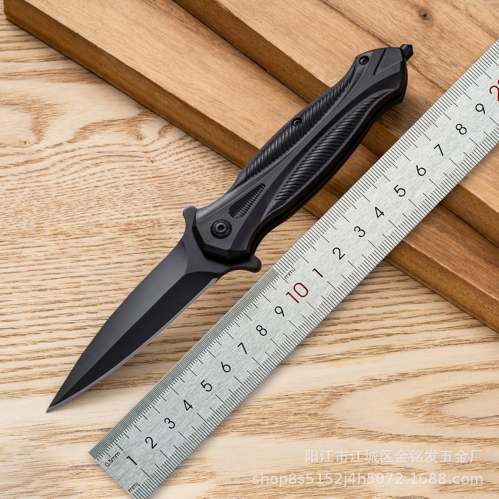 厂家现货不锈钢户外刀高硬度实木柄折刀便携多用途阳江折叠小刀