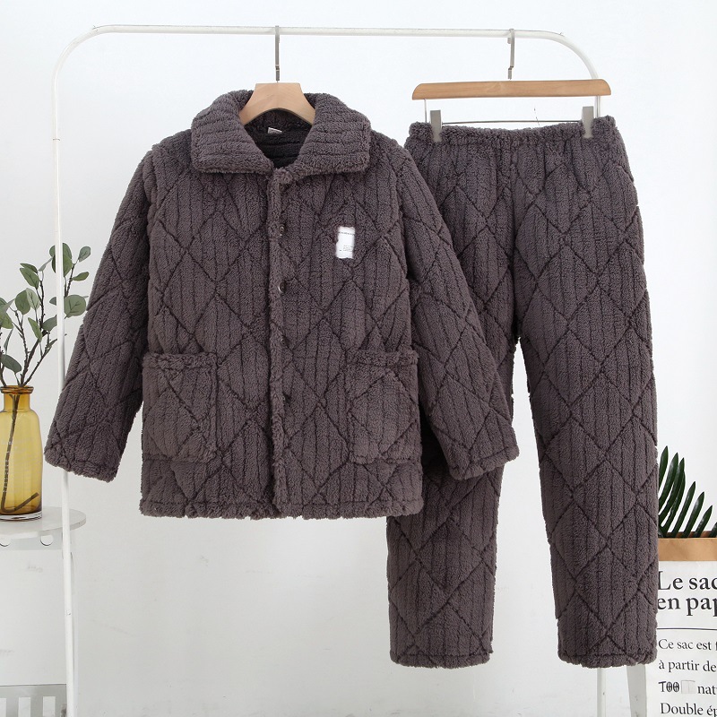 パジャマ女性冬のサンゴのベルベットの三層の厚いベルベット保温綿フランネル春秋冬の家庭服