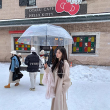 CloudSweet白云甜 雪狐大衣 狐狸毛围巾毛呢外套女秋冬羊毛呢大衣