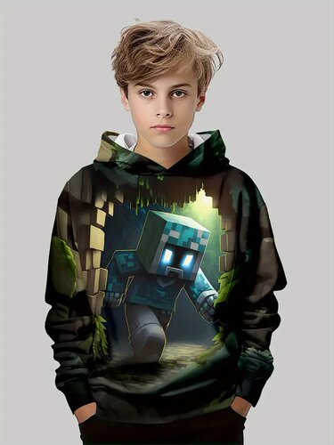 Amazon Cross-Border My World Boys 'Sweater 3D Digital Print Minecraft Print Fashion Hoodie