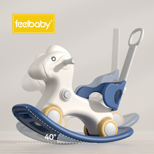 Feelbaby Wooden Horse Kids Rocking Horse Baby Toy Infant Dual-Purpose Rocking Horse for 1-5 Year Olds Little Wooden Carousel