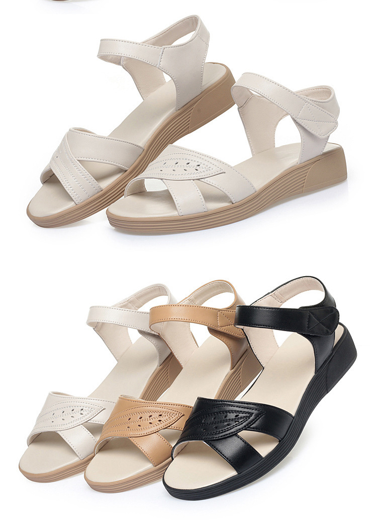 Dép sandal nữ đế bệt da mềm chống trượt — màu be chi tiết 19