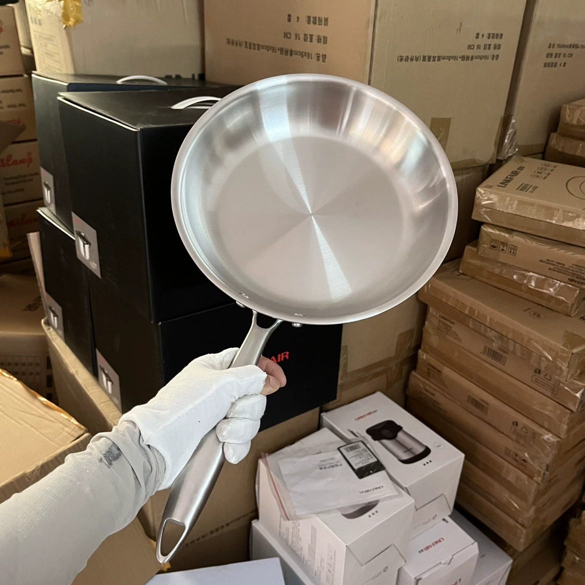 Утолщение LUNKAI трехслойная стальная одна 18/10 из нержавеющей стали плоская сковорода 20/24 см без покрытия омлет