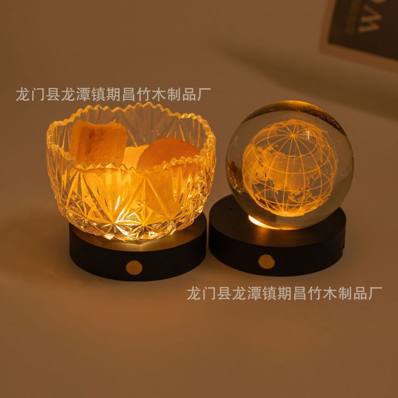 现货供应黑色充电款发光木底座气氛七彩灯光实木底座灯饰实木配件|undefined