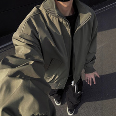 軍の緑の飛行ジャケットの男性の春のcleanfitアメリカの短い野球服のコートのゆったりした立襟の上着