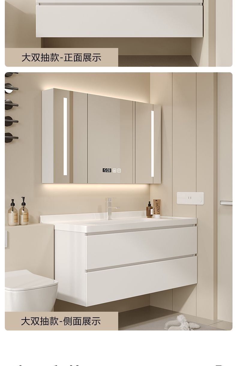 Ceramic one-piece skin-feel white basin bathroom cabinet, hand washing basin, bathroom washbasin combination, modern and simple solid wood undefined