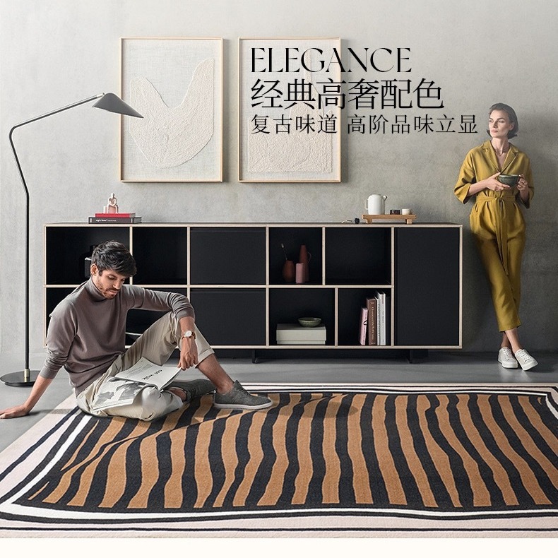 侘寂風方形茶几墊子客廳地毯臥室床邊毯家用耐髒易打理防滑腳墊子