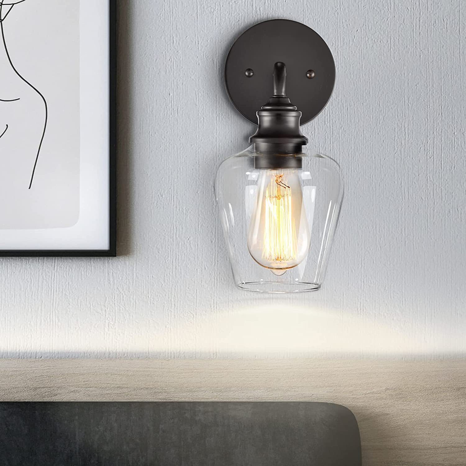 亚马逊美式酒杯玻璃床头壁灯复古工业风简约灯镜前灯跨境电商壁灯