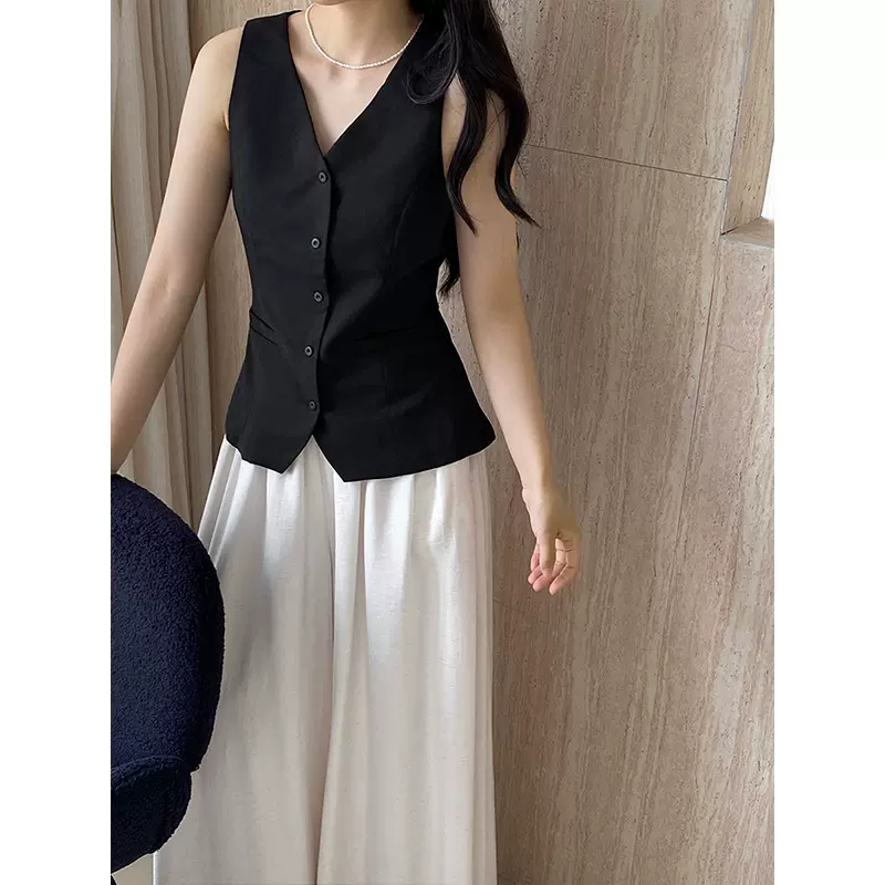江左 法式温柔风高级感小众V领背后绑带上衣女夏修身百搭衬衫2297