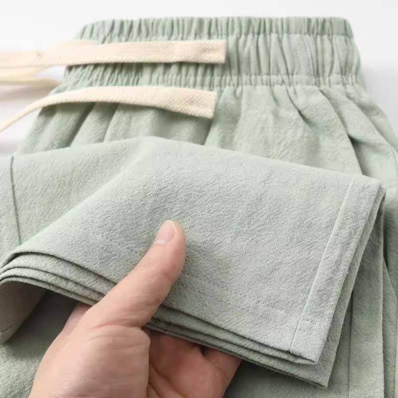 Comfortable Beyond Your Imagination! Summer Mint Green Cotton and Linen Sports Pants for Men and Women, Loose Casual Straight Sweatpants for Autumn