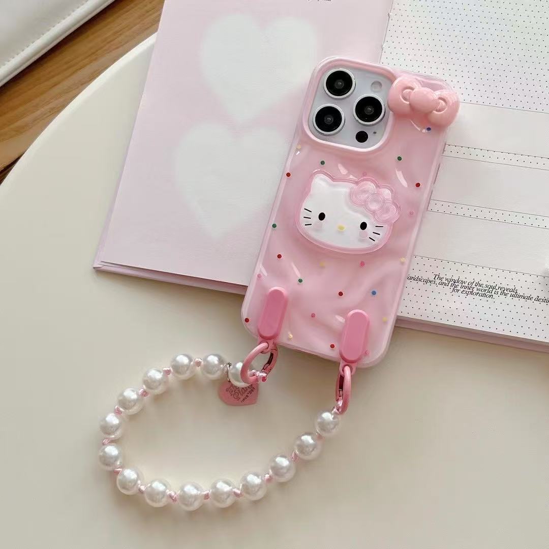 Color dopamina bowknot KT cat apple 16ProMax funda para teléfono móvil 15Pro nuevo 14/13 femenino 15