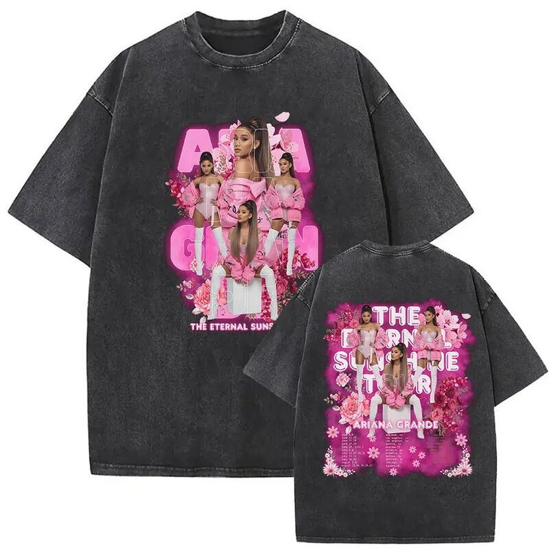 Singer Ariana Grande's Eternal Sunshine Tour 2026 Retro Washed T-Shirt for Men and Women Summer Super Singer Ariana Grande's Eternal Sunshine Tour 2026 Retro Washed T-Shirt for Men and Women Summer Super
