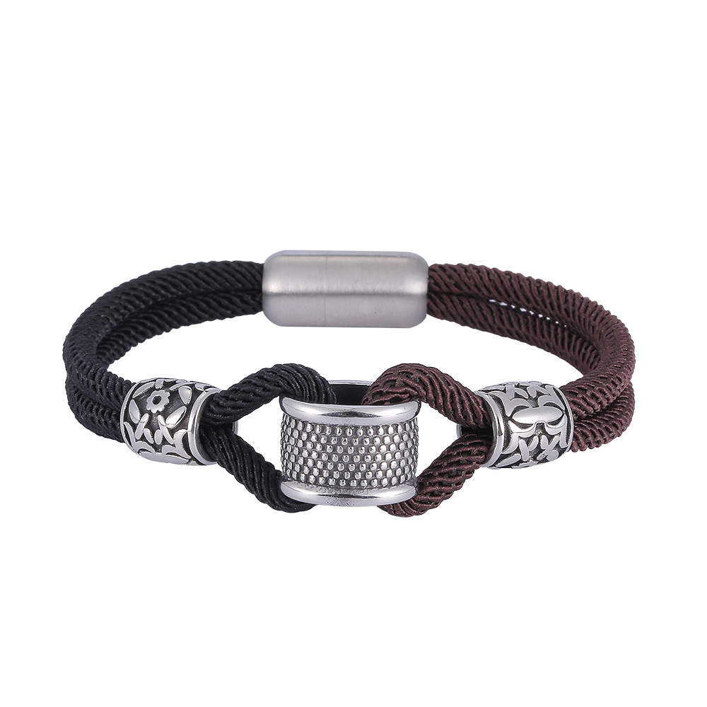 45g Weight 304 Stainless Steel Pendant Material Bracelets Classification Milan Rope Chain Material Cord String Chain Type Street Occasion 304 Stainless Steel, rope Material Color Block Pattern All Seasons Season Men's Gender Plating Design Streetwear Style Streetwear Color Block 304 Stainless Steel Rope Plating Men's Bracelets Men Cord & Leather Bracelets 1