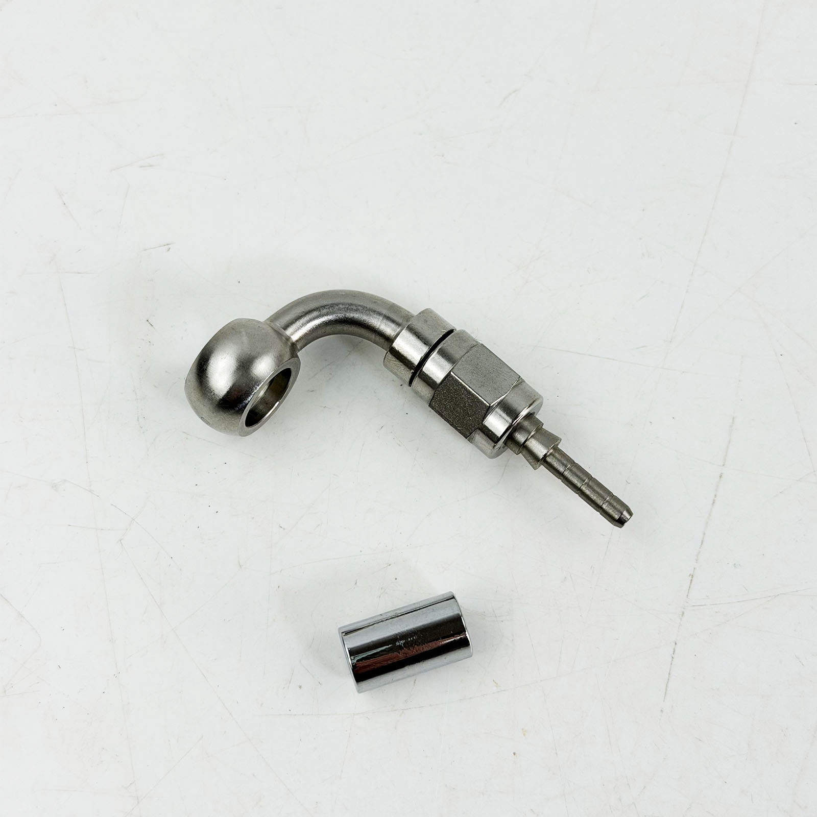 M10 Stainless Steel Brake Hose Fish-Eye Connector 0 Degree/90 Degree Crimped Brake Oil Pipe Hydraulic Connector