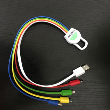 一拖六钥匙扣数据线彩色面条充电线type-c六合一充电数据线