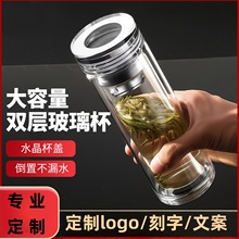 双层玻璃杯定制高硼硅玻璃杯批发耐高温双层隔热泡茶水杯礼品杯子
