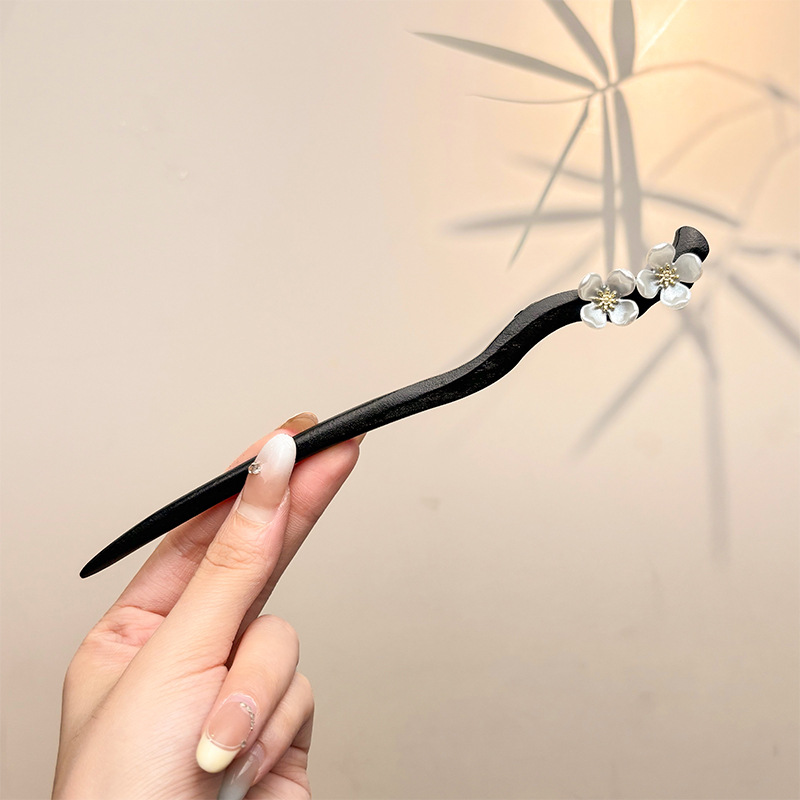 Retro simple nicho de alta estética oriental diseño de cabello de flores de frascos de estilo antiguo cabello