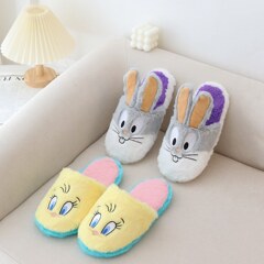 卡通兔八哥翠鴨棉拖鞋女秋冬季木地板家居家用拖鞋保暖防滑月子鞋
