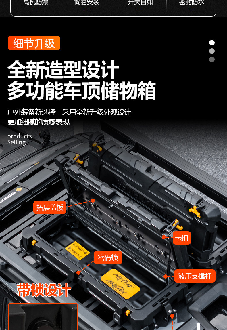 Explorer Car Roof Equipment Box, Off-Road Vehicle Modification Parts, Outdoor Expansion Roof Box, Car Storage Luggage Rack