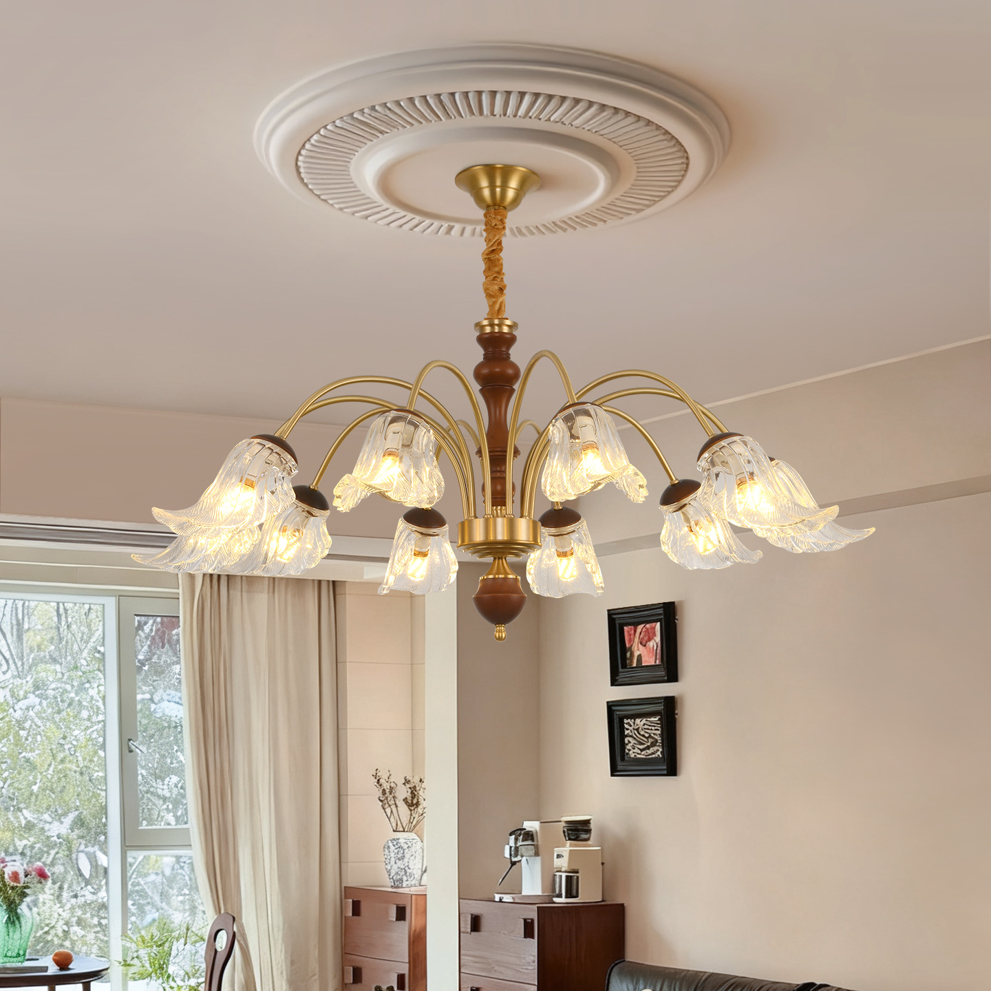 Lámpara retro francesa lámpara de sala de estar luces principales de alto nivel mirad villa comedor lámpara de dormitorio 413L