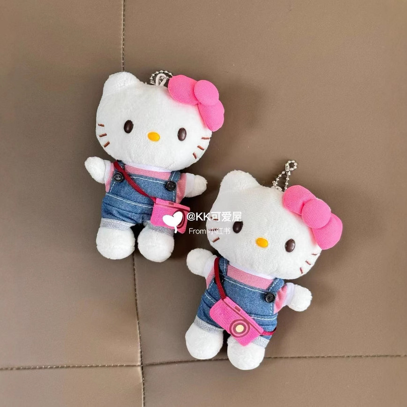牛仔斜挎包hellokitty包包挂件kt猫哈喽毛绒公仔背包挂饰可爱玩偶|undefined