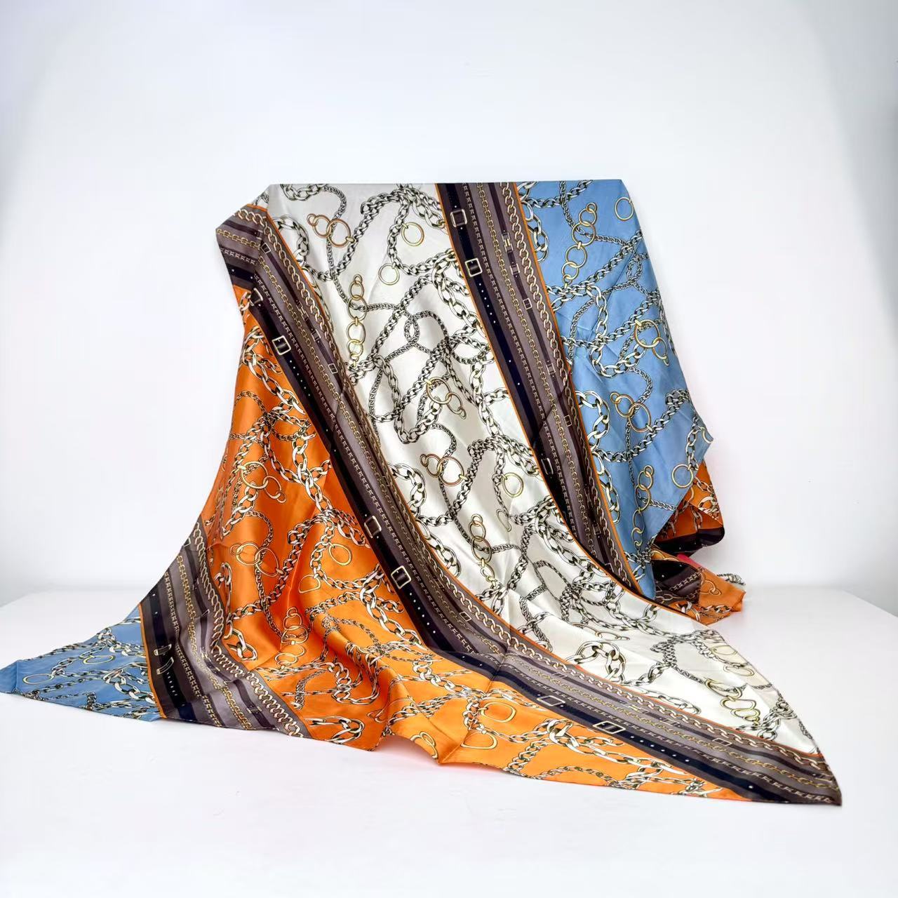 Lenço de seda fino extra longo com estampa da moda primavera/verão, 90 x 180 cm, lenço feminino de seda sintética._voghion.com