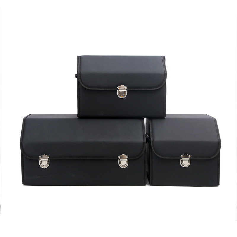 Foldable car storage box, car trunk organizer, leather car storage organizer