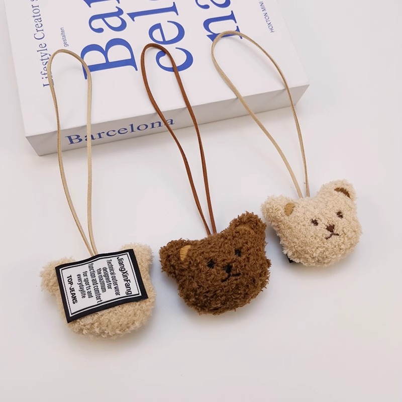 New Ins Style South Korean and Japanese Healing Plush Bear Keychain Phone Strap Fuzzy Ball Pendant Figurine Wholesale