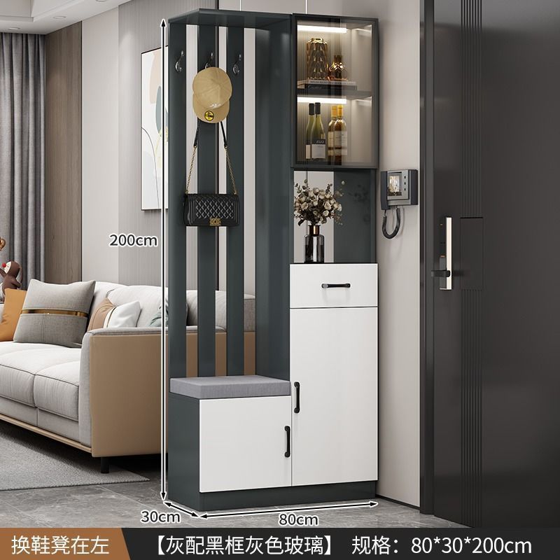 轻奢玄关柜鞋柜一体现代简约多功能客厅玄关隔断柜酒柜鞋凳储物柜|undefined