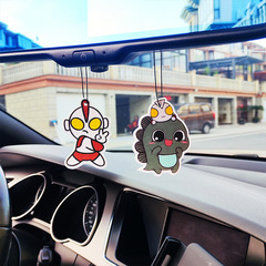 Cartoon Ultraman Car Air Freshener Anime Peripheral Fragrant Sheet Car Hanging Decor Deodorizing Purify Air Lasting Scent