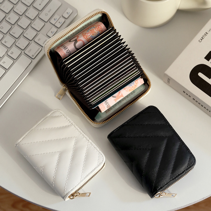 Cartera de tarjetas de diseño lindo y pequeño, billetera de múltiples tarjetas, billetera de identificación para mujer, elegante y exquisita