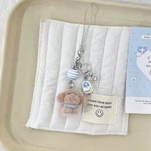 【水巾泰迪狗狗】蓝色领结狗狗手机链挂件咕本链拖鞋挂件钥匙扣