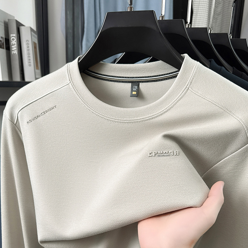 Douyin Live: Men's Long-Sleeve Sweatshirt, Spring and Autumn Round Neck Casual Versatile Base Shirt, Men's T-Shirt, Popular Top